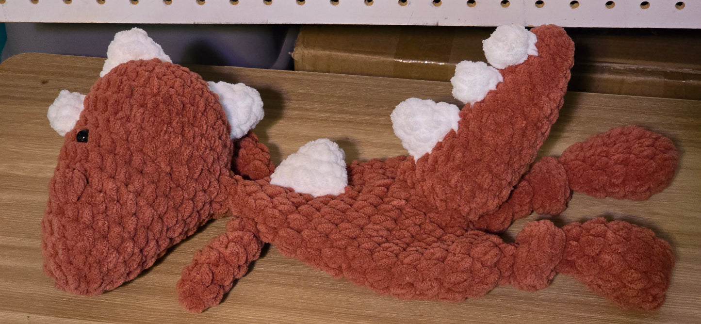 Rust Dino Lovey — Plush Blanket Edition