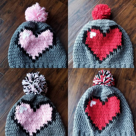 8-Bit Heart Beanie