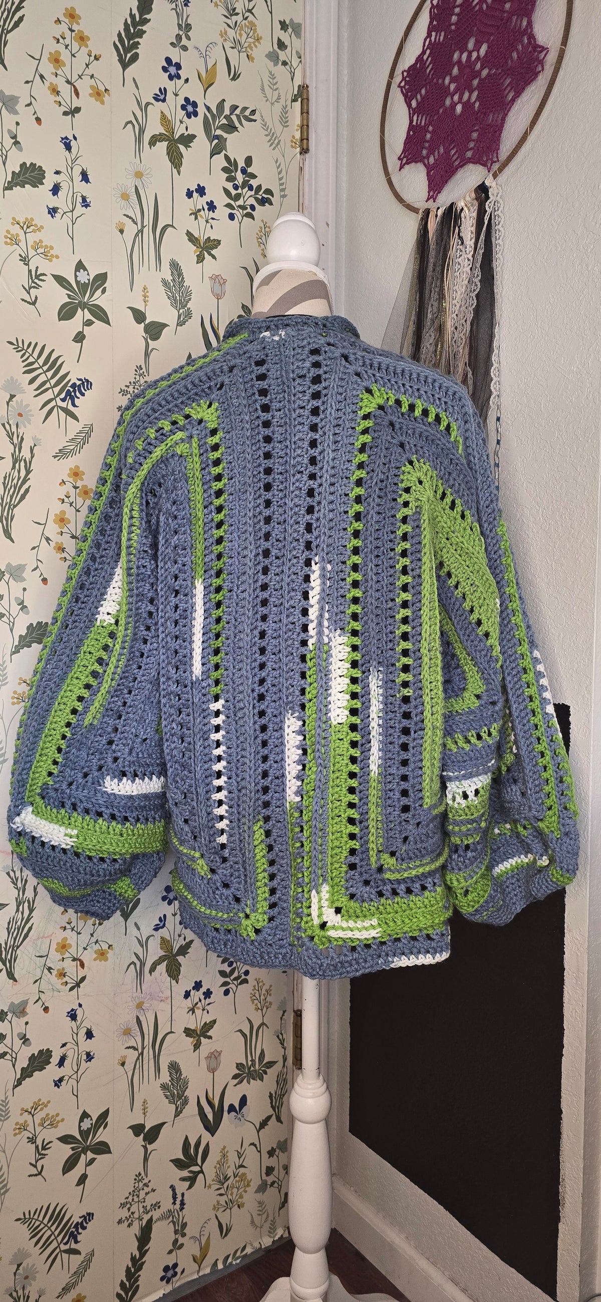 Wild Oleander Come On Clover cardigan, back view