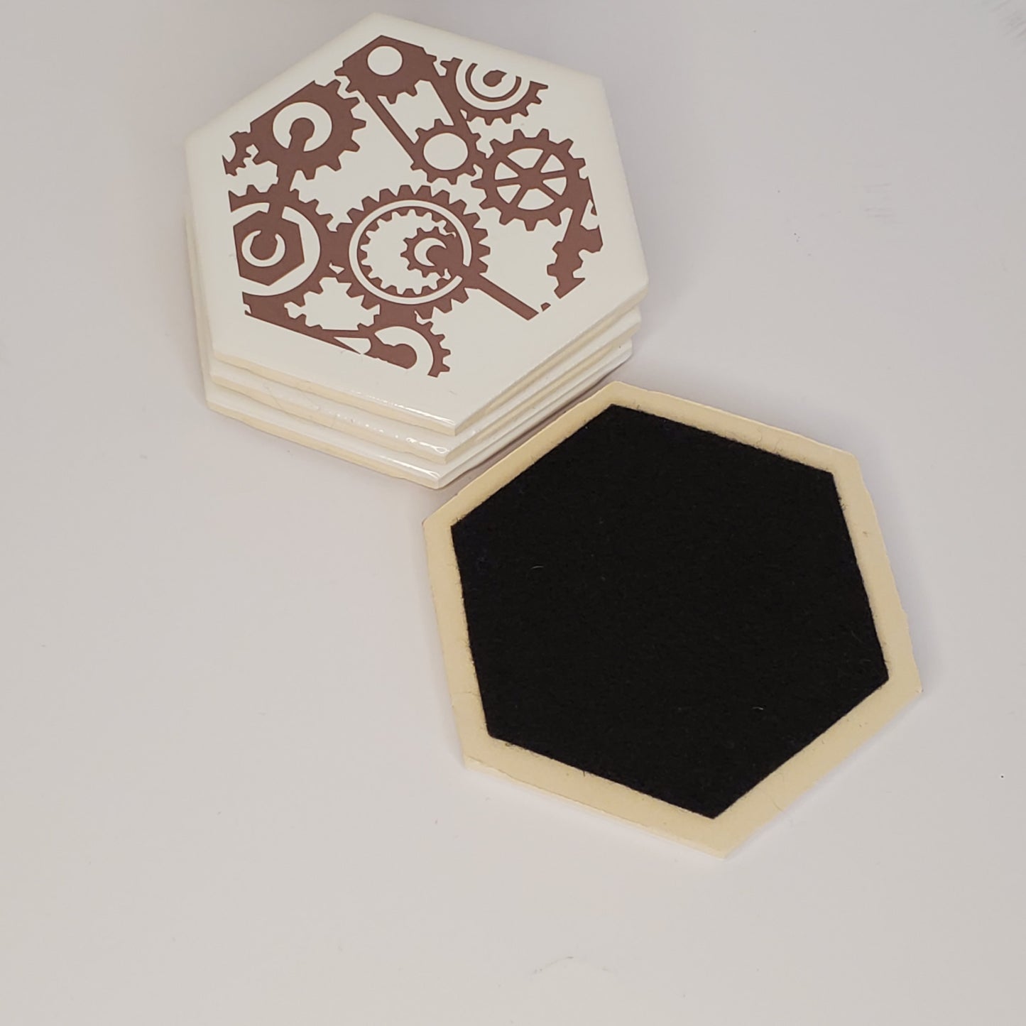 Rose Gold Steampunk Tile Coaster