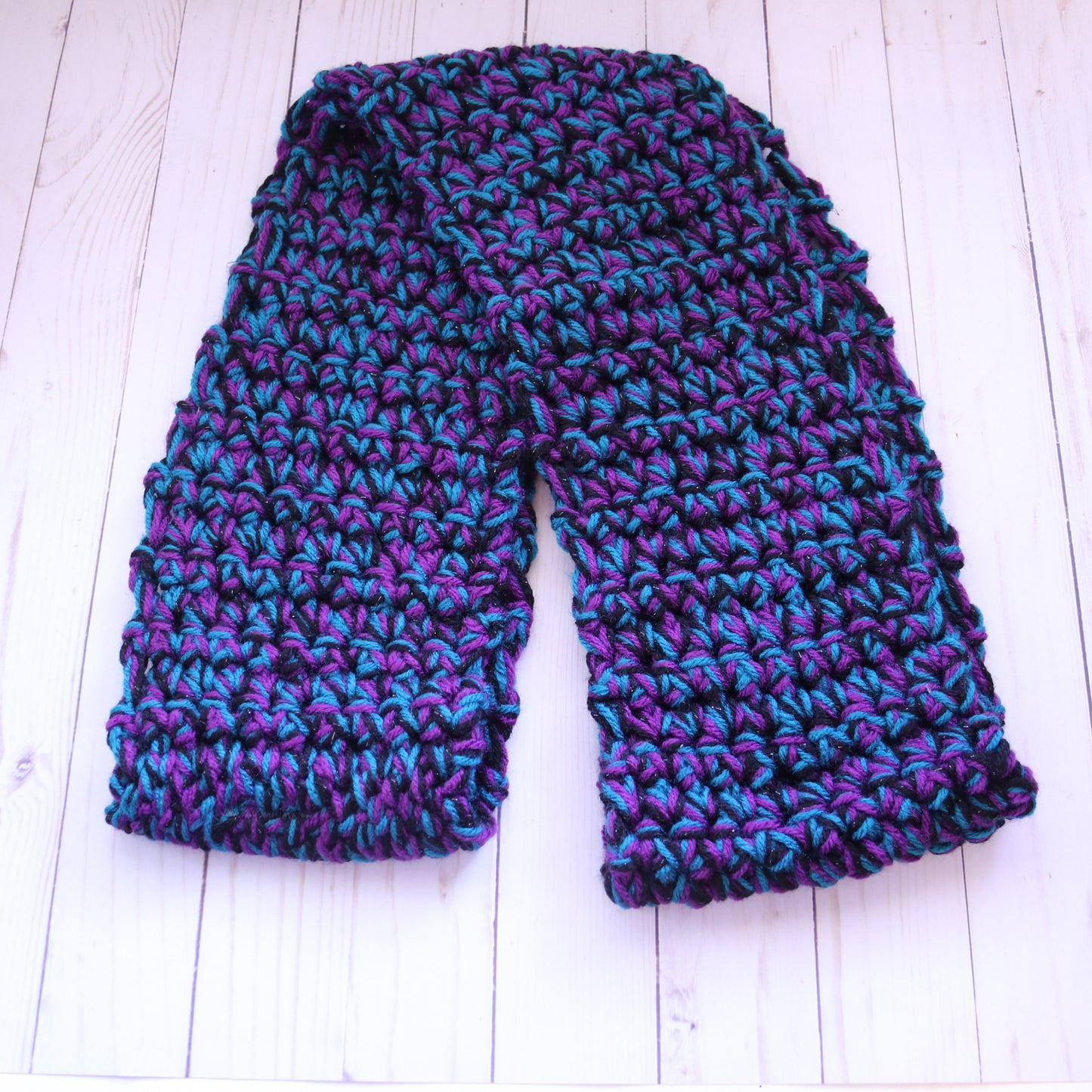 Chunky Infinity Scarf - Purple, Teal & Black