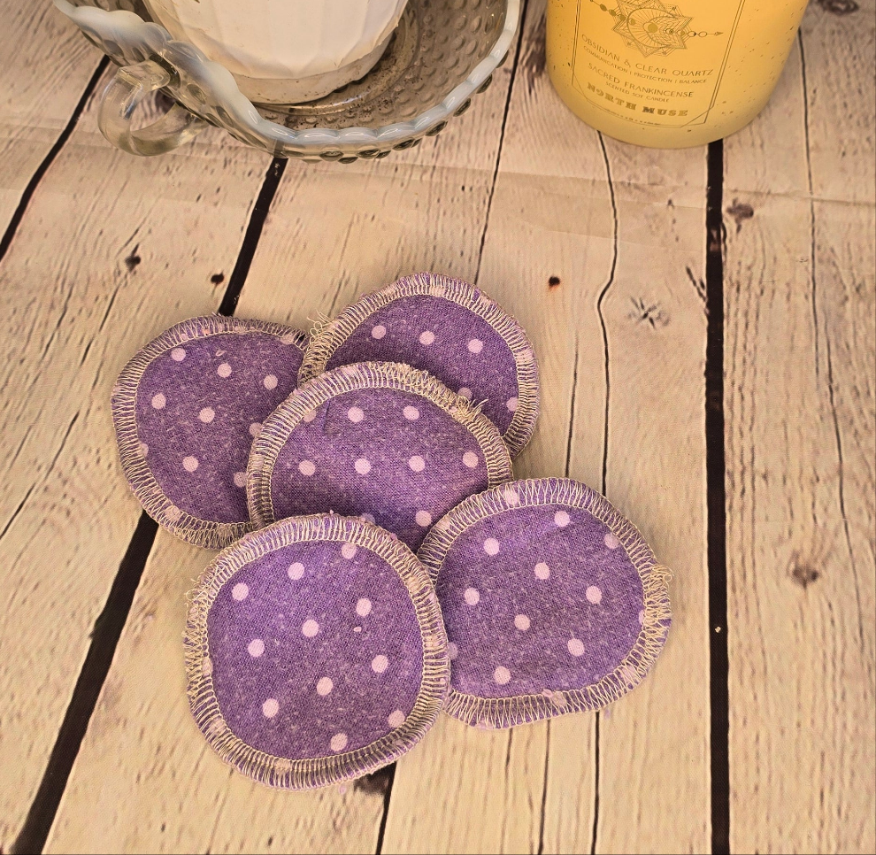 Reusable Cotton Rounds - Purple Polk-A-Dot