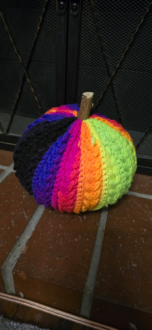Wheat Stitch Pumpkin - Bright Stripes