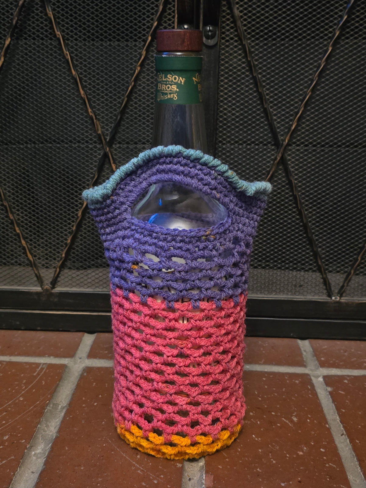 Beverage Bottle Bag - Purple Coral Colorblock