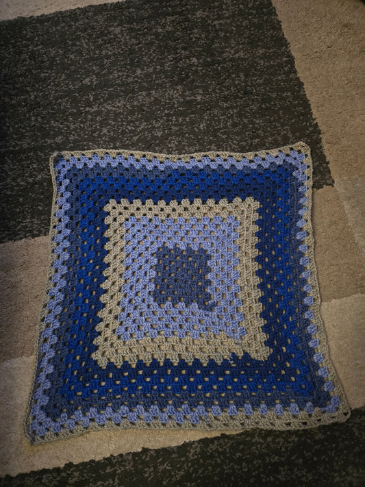 Crocheted Carseat Blanket - Blue Granny Square
