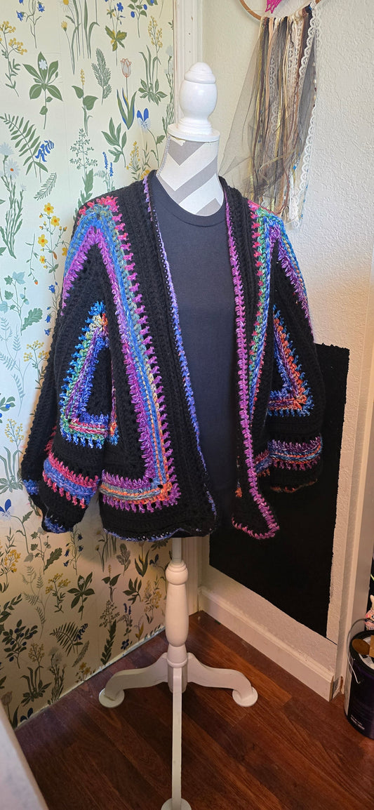 Wild Oleander Stained Glass 2 cardigan, front view