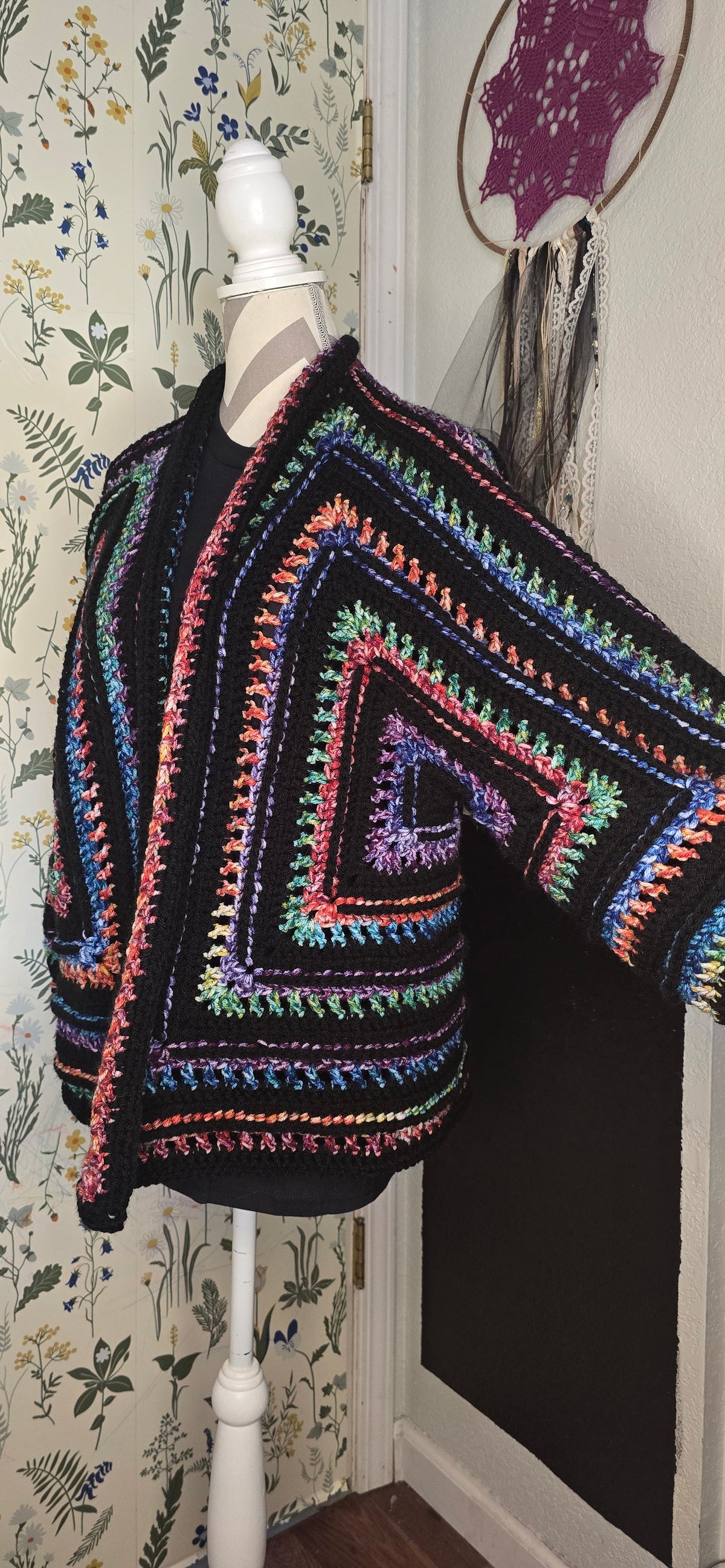 Wild Oleander Stained Glass 1 cardigan, side view