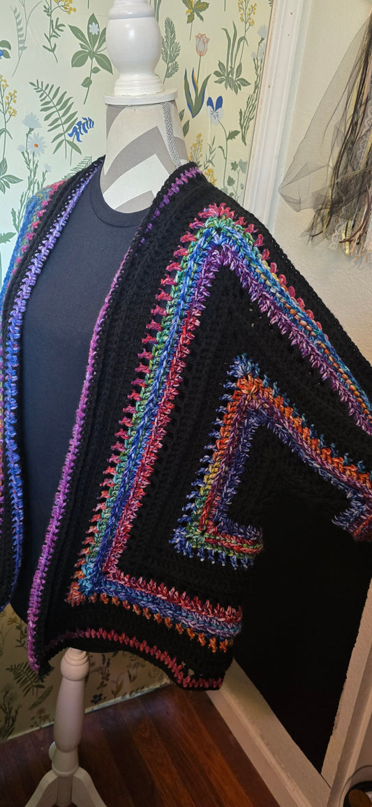 Wild Oleander Stained Glass 2 cardigan, side view