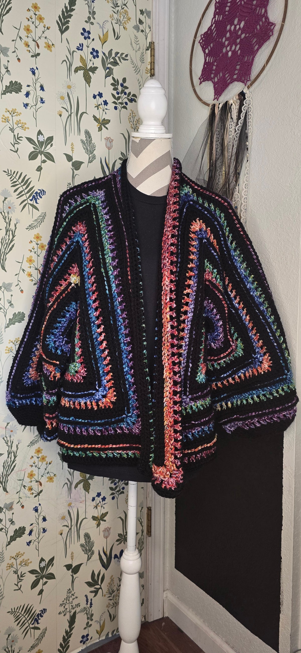 Wild Oleander Stained Glass 1 cardigan, front view
