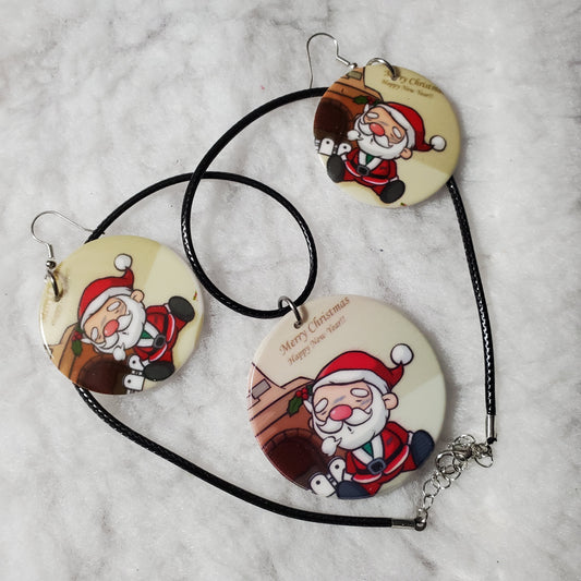 Santa Earrings and Necklace set