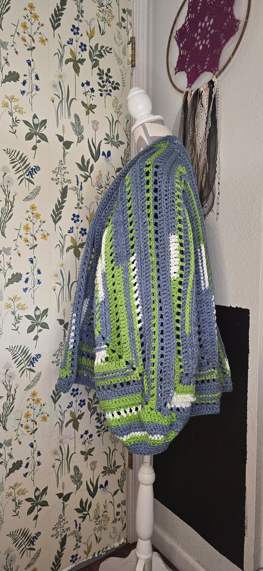 Wild Oleander Come On Clover cardigan, side view