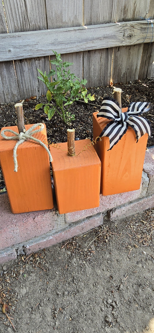 Wooden Pumpkins - Orange