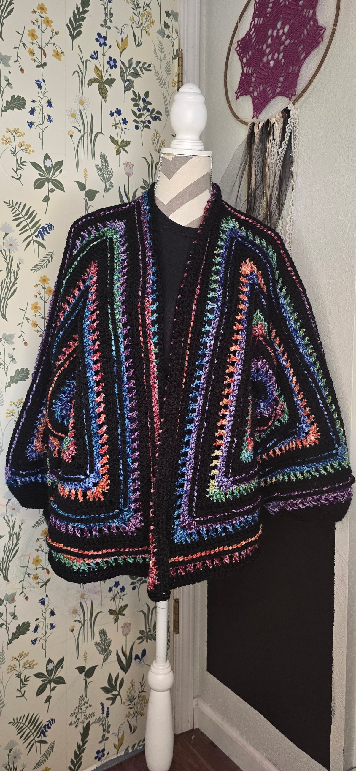 Wild Oleander Stained Glass 1 cardigan, front view