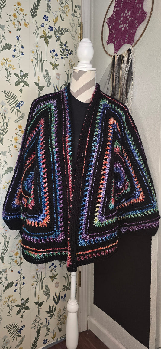 Wild Oleander Stained Glass 1 cardigan, front view