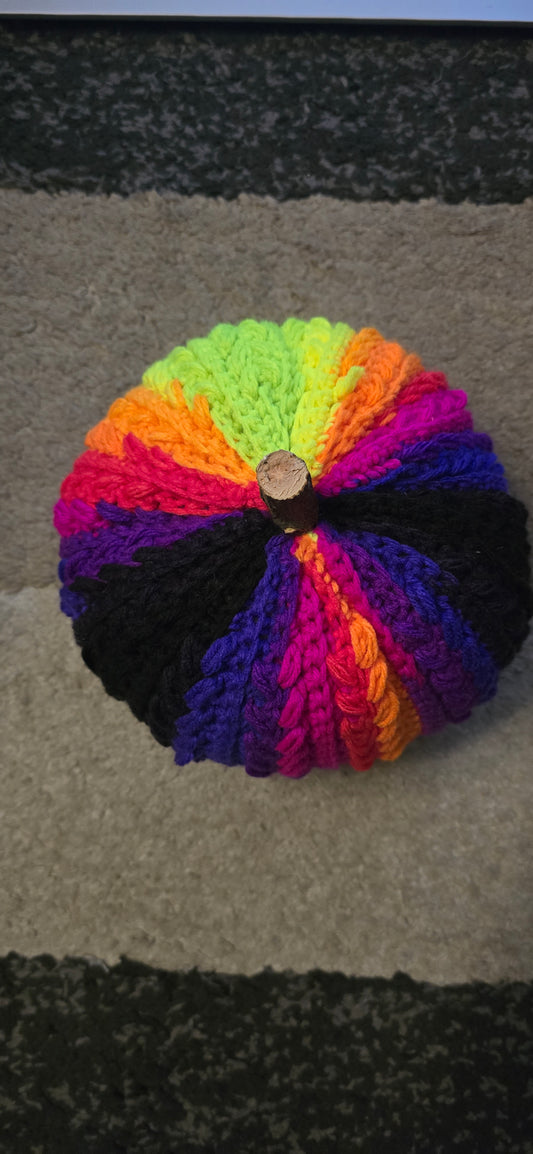 Wheat Stitch Pumpkin - Bright Stripes